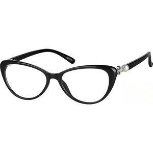 Zenni Cat-Eye Eyeglass Frame, Black with Pearl